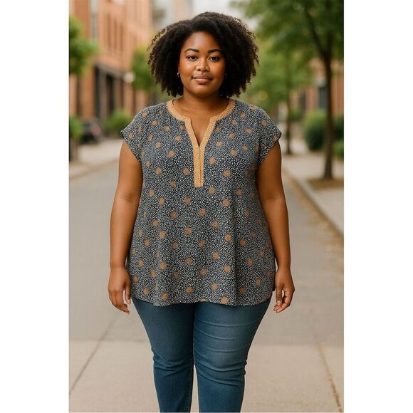 DR2 by Daniel Rainn Women's 3XL Floral V-Neck Blouse Flutter Sleeve - Picture 3 of 6